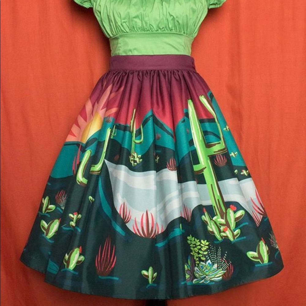 Oblong Box Shop Cactus Dreams 2XL Pin Up PUG Circle Skirt, Never Worn, with Tags